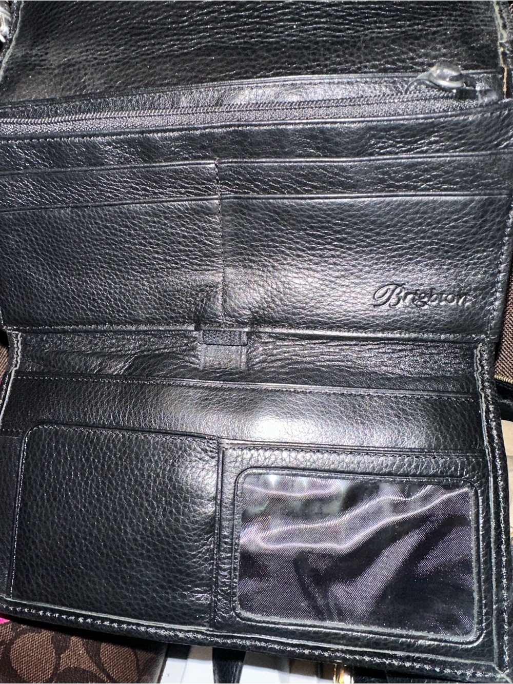 Brighton Black Leather Men's Organizer Wallet with ID Window